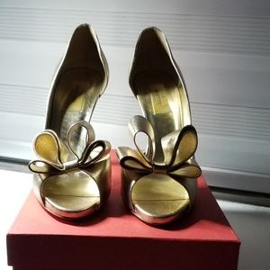 Gold Valentino Evening Pumps